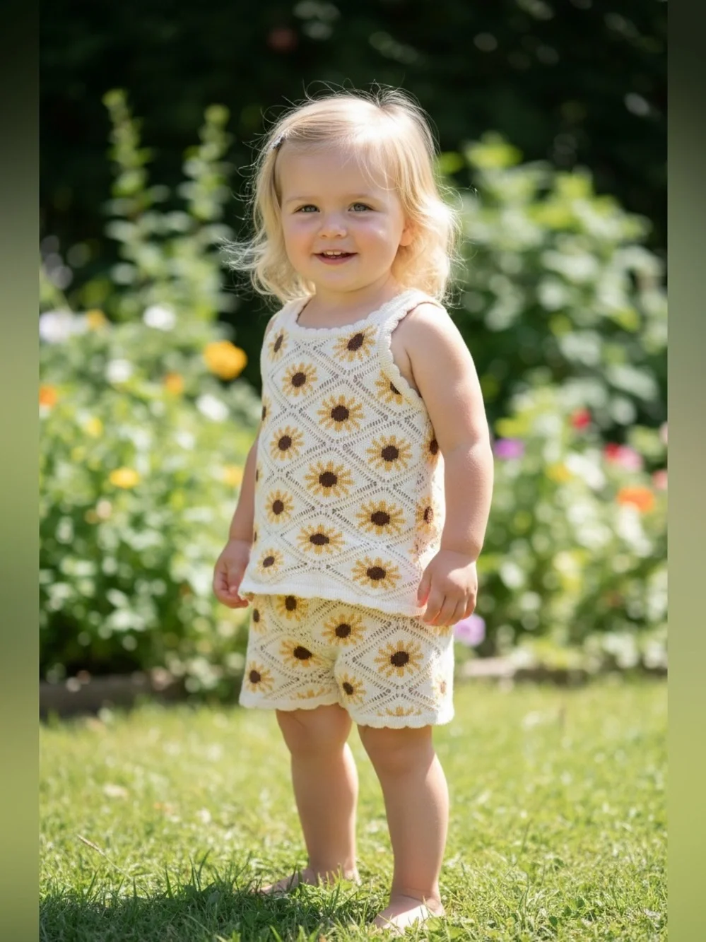 Jessica Simpson Crochet Cotton Cream Knit Tank Sunflower 3T
